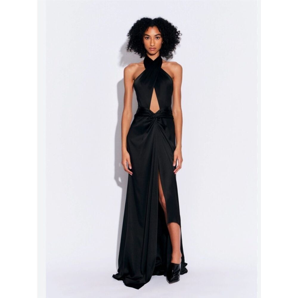 LaPointe Double-face Satin Open-Back Draped Maxi Dress $1550